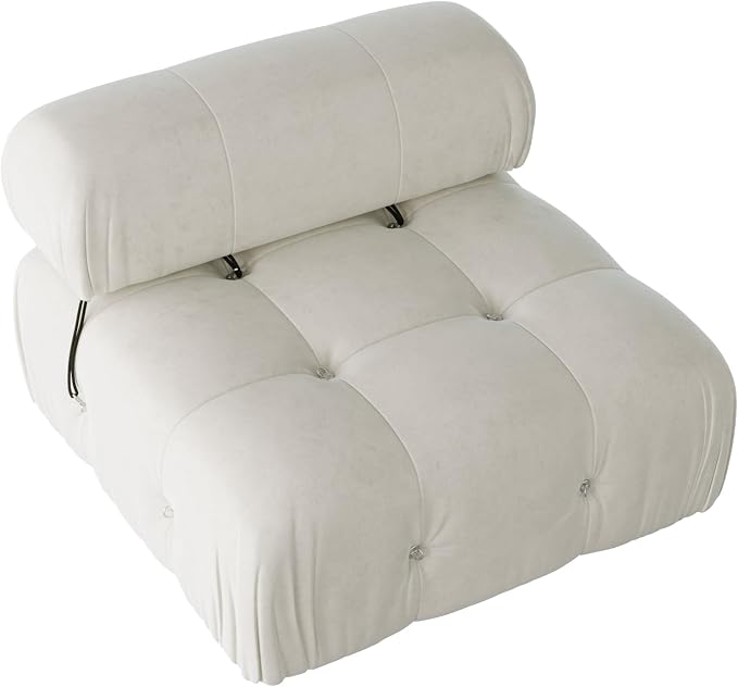 Modular Sectional Sofa, Velvet Couch, Middle seat, Beige