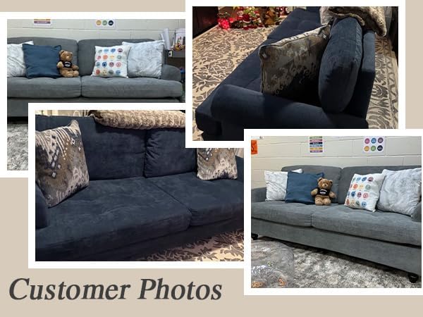 81” Sofa Couch with Storage, Mid Century Modern Decor Loveseat Couches for Living Room, Button Tufted Upholstered Small Couch for Bedroom, Apartment (Ginger)