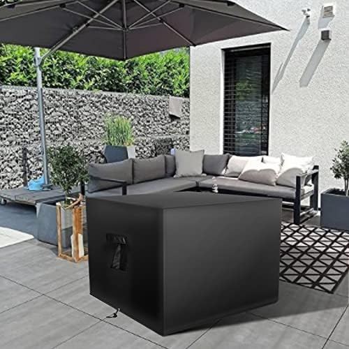 Fire Pit Cover Square, Fits 32-36 Inch Fire Pit Table.600D Heavy Duty Waterproof FirePit Cover.Gas Firepit Cover with Drawstring and Handles, Fade Resistant Material, All Weather