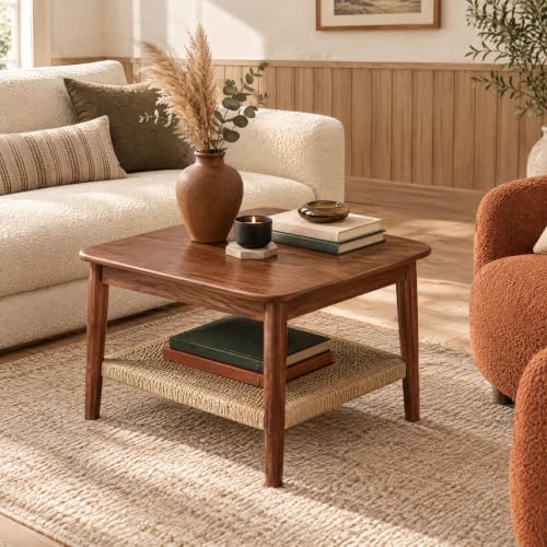 Alaterre Furniture Calais 2-Tier Coffee Table, Chestnut, 28”