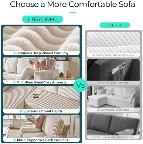 LINSY HOME Pull Out Sofa Bed Sectional Sleeper Sofa with Storage, Plush Corduroy Pullout Modular Sectional Couches for Living Room, L Shaped Convertible Couch Bed for Apartment (Beige)