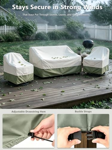 Bitubi Outdoor Waterproof 3-Piece Patio Furniture Covers Set, Beige
