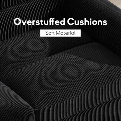 Bonzy Home Modular Sectional couches for Living Room, L Shaped Sofa, Black