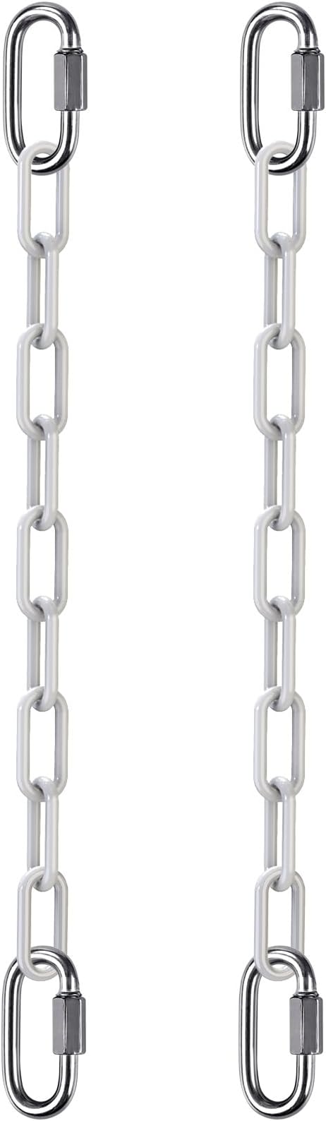 SELEWARE 2 Pack 80 Inch Hanging Swing Chain with 4 Carabiners, 1000LB Capacity Plastic Coated Hanging Chains, Hammock Hardware Kit for Swing, Hanging Chair, Punching Bags, Indoor Outdoor Gym (White)