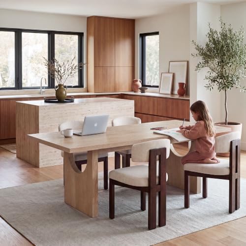 COLAMY ALVORA 72 Inch Dining Table, Rectangular Wood Dining Room Table for 6-8 People, Modern Farmhouse Kitchen Table, Natural Oak Veneer, Stable Heavy Duty Frame,Oak