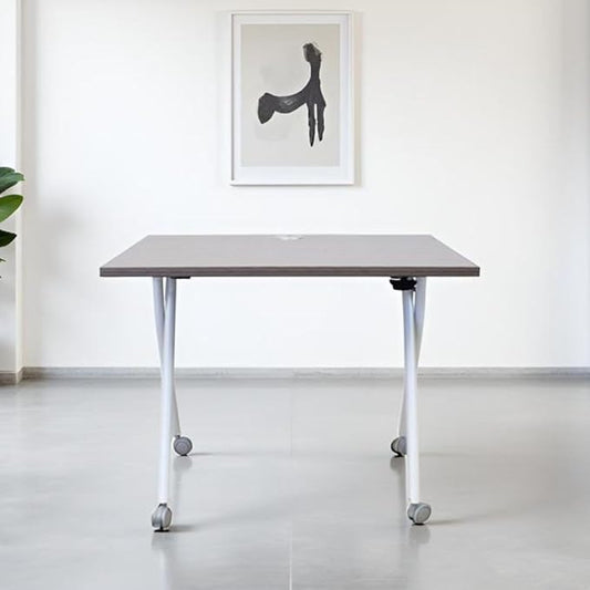 48-inch Training Table Driftwood Adjustable Table for Office Classroom Versatile Design for Meetings Seminars and Collaborative Workspaces Easy Flip Top Mechanism for Quick Setup and Storage