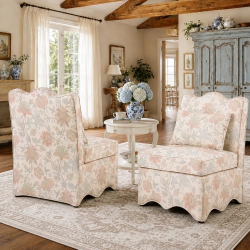 Floral Accent Chairs Set of 2, French-Inspired Lounge Chair