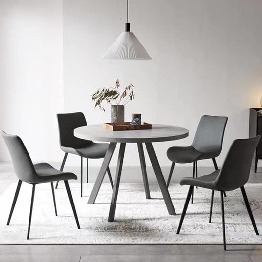 HIPIHOM Dining Chairs Set of 4, Modern Kitchen & Dining Room Chairs, Upholstered Faux Leather Cushion Seat and Sturdy Metal Legs (4 Grey Chairs)