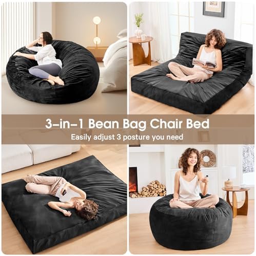 Bean Bag Chairs for Adults - Giant Bean Bag Convertible Floor Sofa