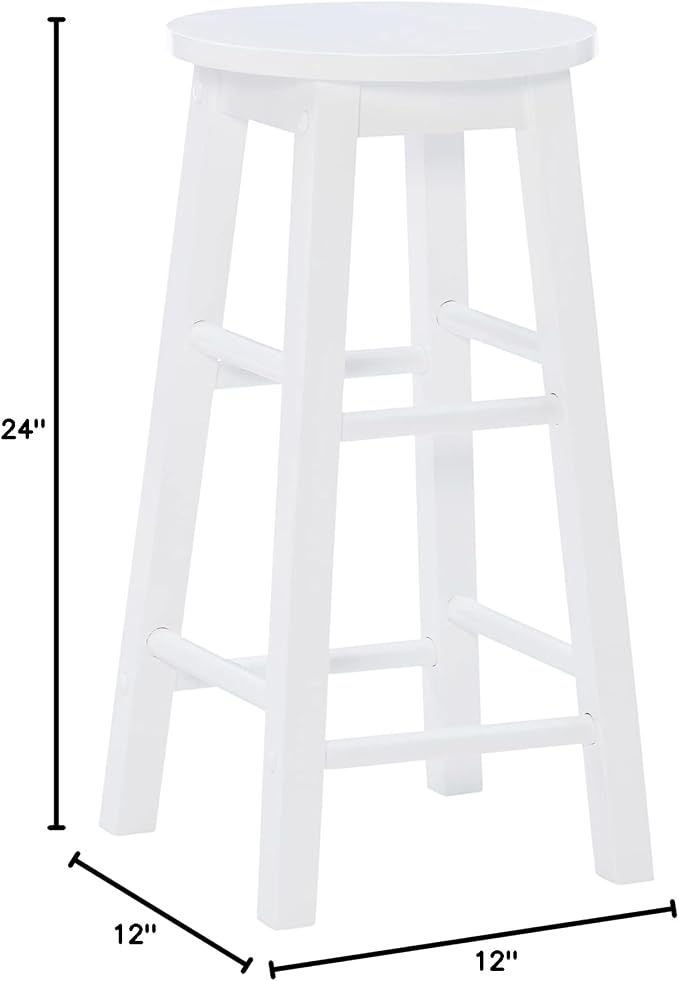Linon Zeke White 24" Counter Stool with Round Seat