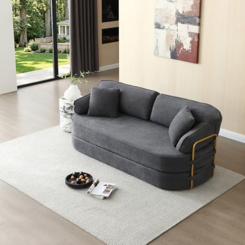 HANXIN 78.3'' Futon Sleeper Sofa Bed, Boneless Couch for Living Room, Grey