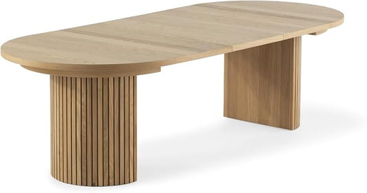 Transformer Table - Solid Wood Extendable Round Dining Table, Extendable Round Dining Table, Space-Saving Modern Furniture, Elegant and Functional Design, Natural (Table Only)