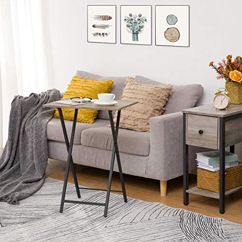 HOOBRO Folding TV Table, TV Tray, Stable Snack Table for Small Space