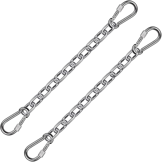 BeneLabel 2Pcs 29inch 304 Stainless Steel Hanging Chair Chain Kit with 4 Carabiners 1000 LB Capacity Hammock Chain Extender Chain for Swing, Punching Bag, Porch Swing, Indoor & Outdoor