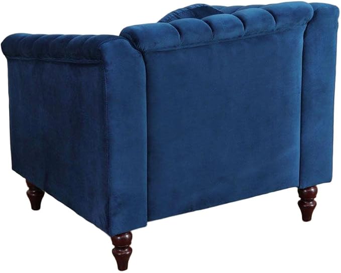 Accent Chair, Single Couch Chair with Style Button Tufted, Scroll Arms and Nailhead for Living Room, Office, Apartment, Blue
