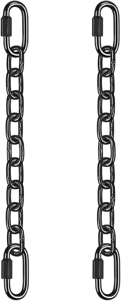 BeneLabel 2Pcs 28 inch Black Heavy Duty Hanging Chains with 4 Carabiners 1000 LB Capacity Hanging Hammock Chair Hardware Extension Chain for Swing, Hanging Chair, Punching Bags, Indoor and Outdoor