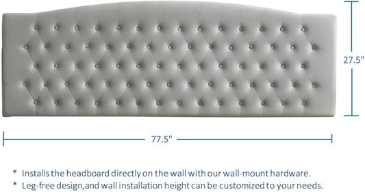 24KF Upholstered Tufted Button Velvet Wall Mounted Headboard,Comfortable Fashional Headboard King/CA King Size, 6058-K-Gray