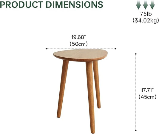 Small Oval Coffee Table, Mid Century Modern Coffee Table for Living Room, 100% Solid Oak Wood Side Table End Tables for Home (Natural Color, 19.68" Wx13.38 Dx17.71 H)
