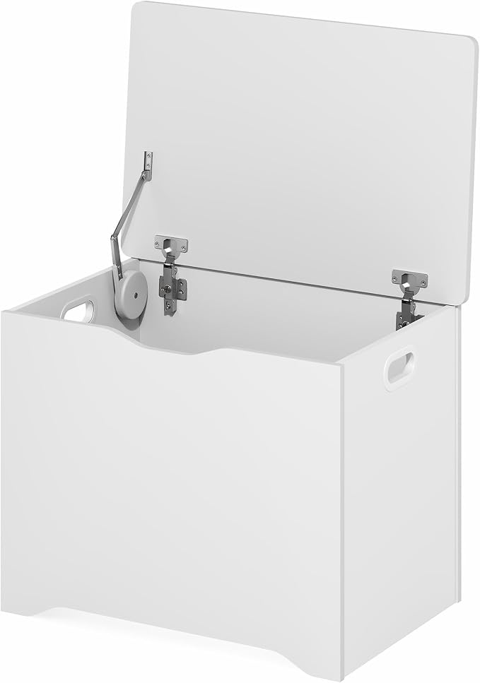 Furinno Basic Storage Chest, Storage Bench with Safety Hinged Soft Closed Lid, Storage Box, 15.6 x 23.6 x 18, for Living Room, Bedroom, Entryway, Living Room, White