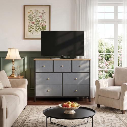 7 Drawer Dresser for Bedroom, Fabric Storage Drawer Unit