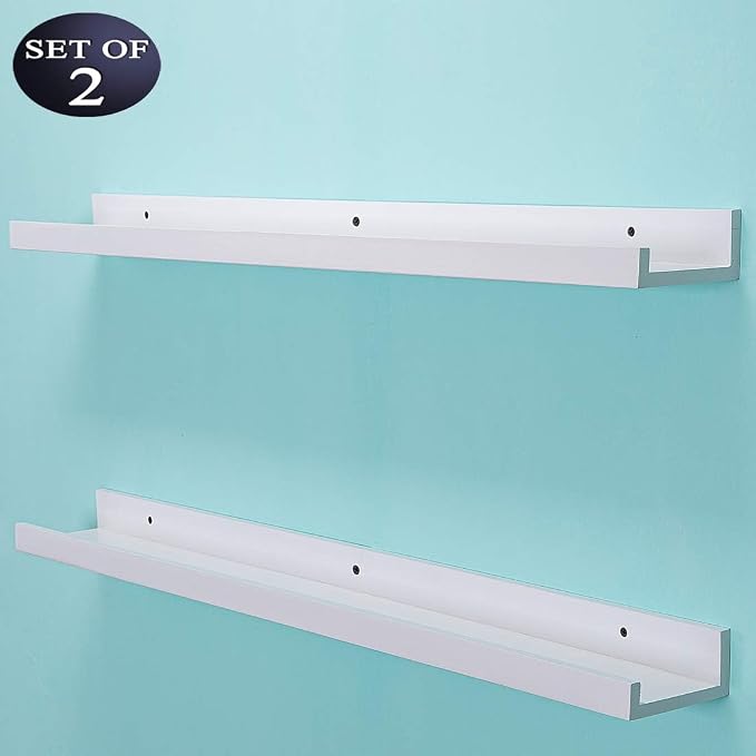 AZSKY 36 Inch Picture Ledge Shelf Floating Shelves Wall Mounted Set of 2 White