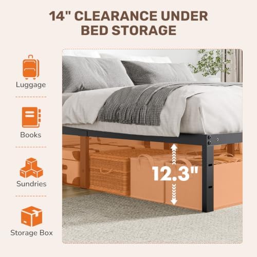 Queen Size Bed Frames, 12 Inch Height Wood Platform Bed Frame