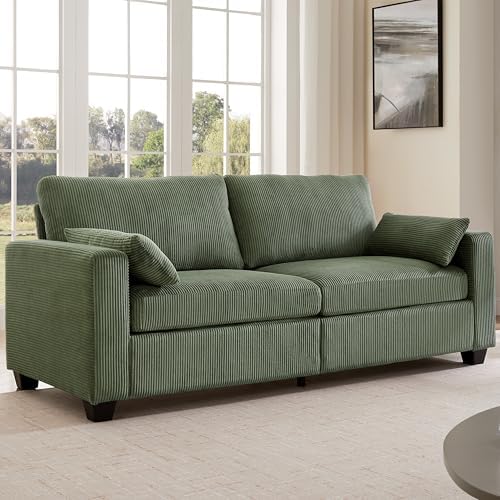 Modern Loveseat Sofa Corduroy Fabric Couches (Green)