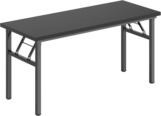DlandHome Computer Desk 62 inches Office Desk Computer Table Study Writing Desk Workstation for Home Office Metal Frame Black and Black