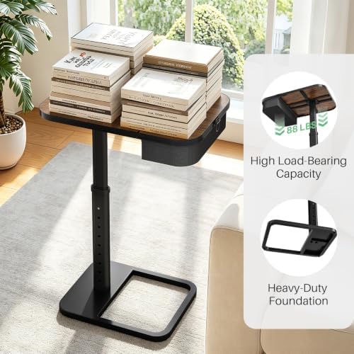 Kitstorack TV Tray Table with Flip-Top Storage, Adjustable Height