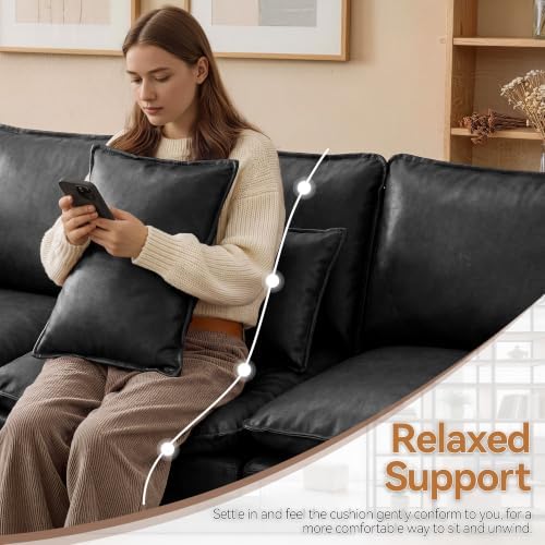 Modular Sectional Storage Sofa, 80" Deep Seat U-Shaped Couch, Pu Black