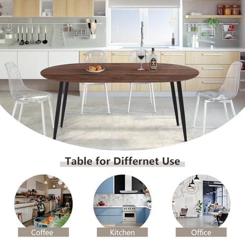 Extendable Round Dining Table for 4 6 Wooden Dining Room Table 39" to 70" Modern Kitchen Table for Dining Room Office Expandable Oval Dinner Table with MDF Top and Wood Legs Brown