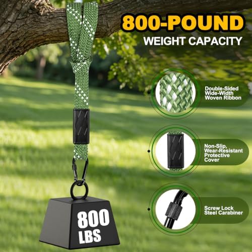 121" Tree Swing Hanging Straps, 800 LB Capacity Double Stranded Nylon Swing Ropes with Safer Spring Buckle for Hammock, Swing, Outdoor Camping and Aerial Yoga