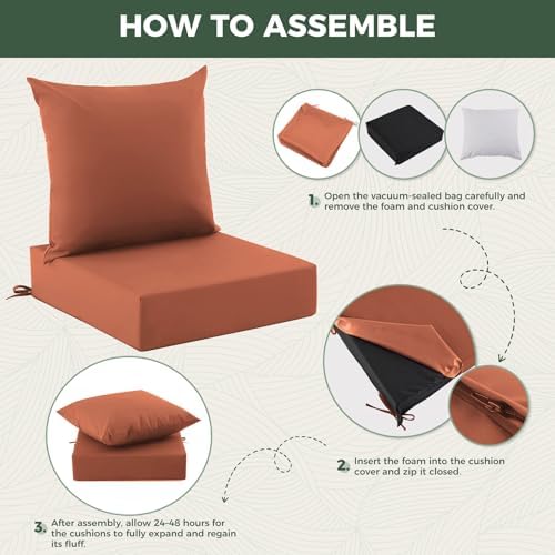 Outdoor Chair Cushions, Waterproof & Fade Resistant Patio Cushions