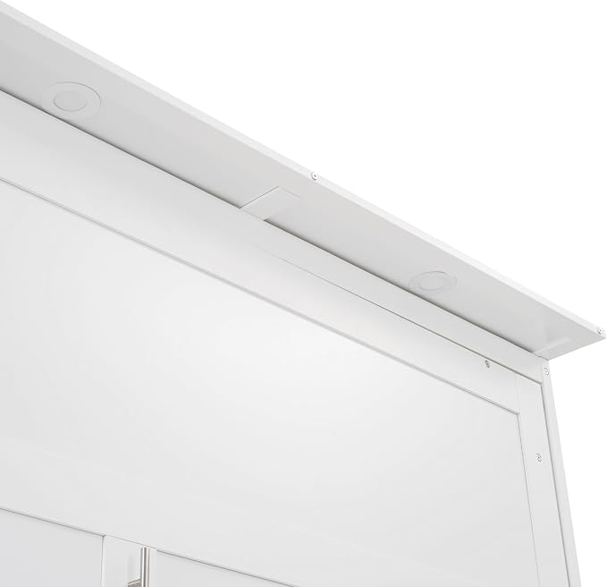 Queen Murphy Bed Cabinet, Space Saving Wall Bed with Storage and Lights | Flexible slats support an 8-inch mattress, while 2 four-layer shelves and 4 drawers help keep essentials organized