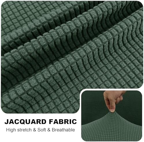 UNBBRRL Seat Cushion Cover and Back Covers for Corner Sofa Stretch Jacquard, Non Slip L Shaped Sofa Slipcover with Storage Ottoman, Sectional Couch Cover for Chaise Lounge (Green,39 x 69 x 6”)
