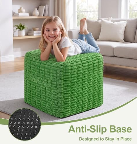 Hobestluk Pouf Ottoman Foot Rest Stool Under Desk Square16 Inch Green