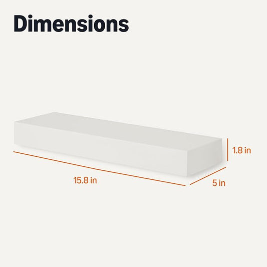 Amazon Basics Wood Floating Wall Shelves, 3-Pack, White, 15.8" x 5" x 1.8"