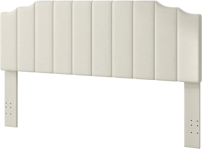 Befurtori King Size Headboard Only, Velvet Wall Mounted Headboard King for Adjustable Bed Modern Upholstered Head Board Easy Assembly, Cream