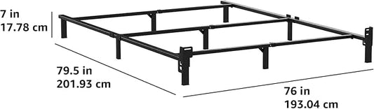 Amazon Basics Metal Bed Frame, 9-Leg Support Base for Box Spring and Mattress, King-Size, Tool-Free Easy Assembly, 79.6" x 76" x 7", Black