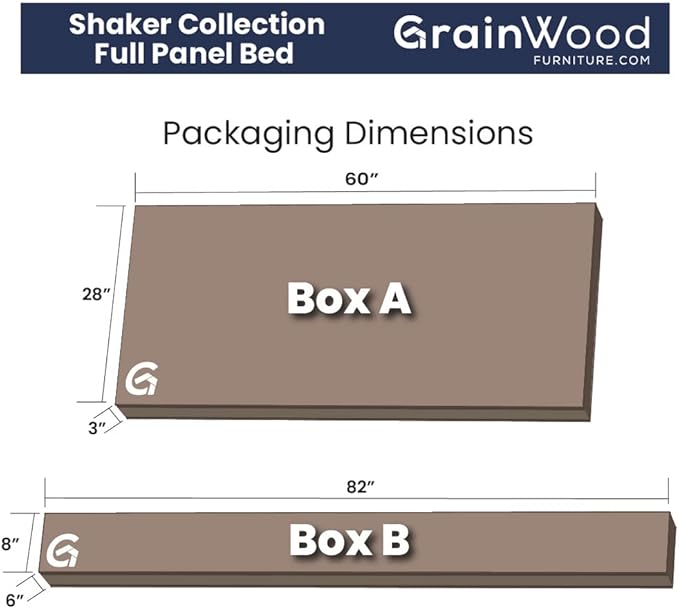 Grain Wood Furniture Shaker Solid Wood Panel Platform Bed, Full Size, Walnut