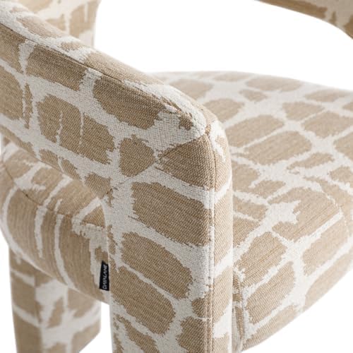 Modern Khaki-White Boucle Barrel Accent Chair for Living Room