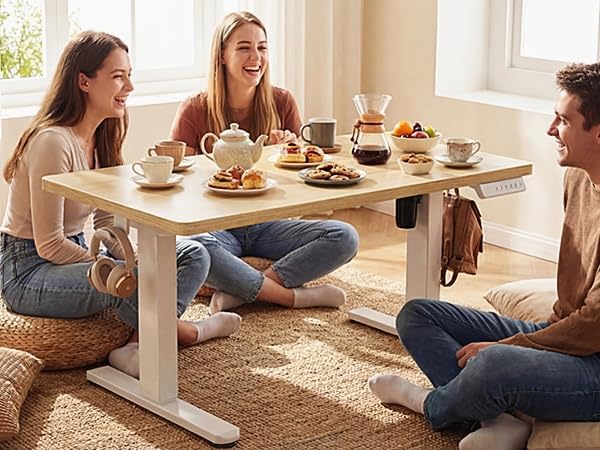 ErGear Low Height Adjustable Desk, Lifts 18.9-28.4 Inches, 35 X 20 Inches Electric Standing Desk for Kids, 4 Height Memory Settings & Storage Hooks, Home Office Computer Table & Study Desk, Natural