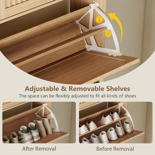 Shoe Cabinet for Entryway with 2 Flip Drawers & 2 Storage Drawers