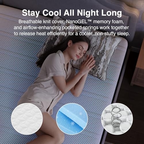 Novilla Full Mattress 12 Inch, Cooling Hybrid Mattress with Upgraded Coils