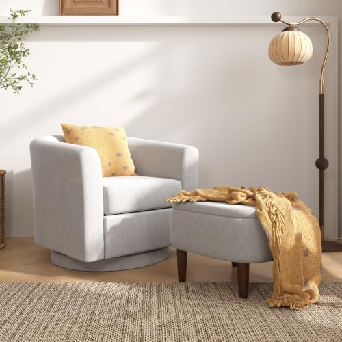 360° Swivel Accent Chair and Storage Ottoman Set of 2