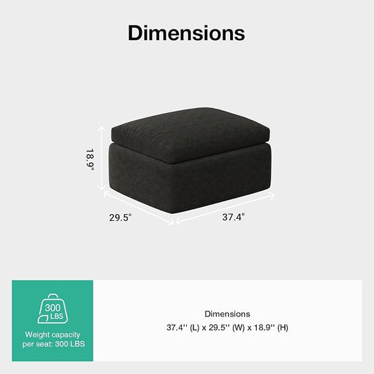 Novilla Modular Cloud Couch, Modern Sectional Sofa with Smarts Coil® Support, Chenille Fabric, Upholstered Couch for Living Room Apartments Bedroom, No Assembly, Ottoman, Dark Grey