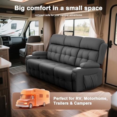 Loveseat Recliner, Oversized Reclining Loveseat, Massage Reclining Sofa With USB & Type C Port & Storage & Cup Holders, Recliner Couch, RV Wall Hugger Recliners Loveseats for Living Room & RV Camper