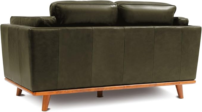 Valencia Artisan Full Leather Loveseat Sofa 66” - Pure Full Italian Nappa Leather Couch, Solid Wood Accent, Ultimate Comfort, Dark Green