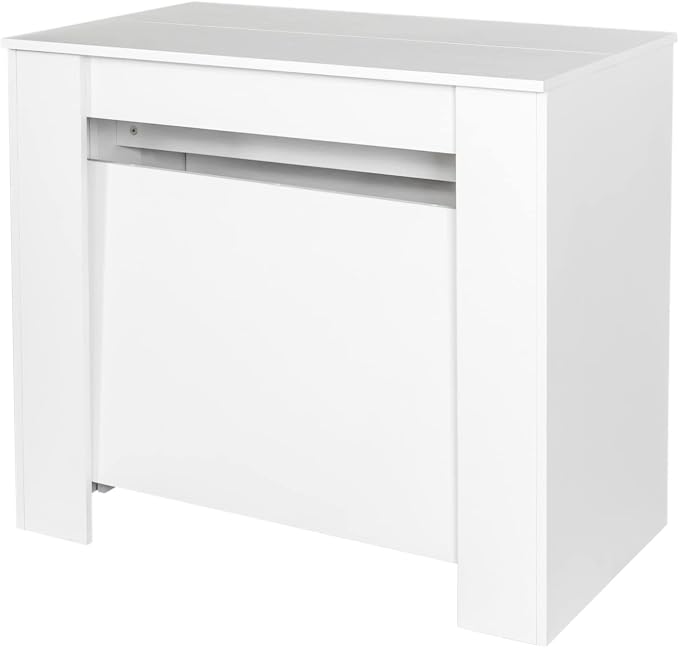 Extendable Dining Table, Transformer Console Table for 1-12 People, Space Saving Dining Room Table for Homes, Apartments, White