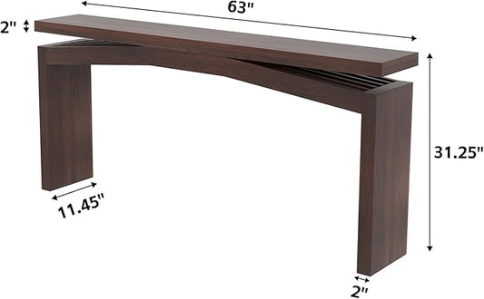 Epecoya Modern Dark Brown Console Table for Living Room, Vintage Wooden Entry Way Tables 63", Behind Couch Table Skinny for Entrance, Hallway, Home, Apartment, Dark Brown